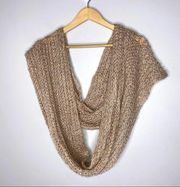 Express Infinity Tan and Gold Metallic Scarf ~