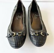 AGL MONIKA Size 40 Thin Strap Houndstooth Cap Toe Metallic Ballet Flat