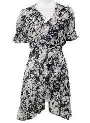 Misa Los Angeles Everly Wrap Ruffled Chiffon Floral Mini Dress Women’s XS