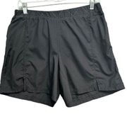 Title Nine Womens Athletic Shorts Sz M Black Elastic Waist Back Zip Pocket Vents