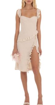 Chiffon Ruffle Dress in Beige