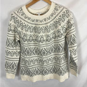 J Jill Nordic Fair Isle Sweater Cream Grey Size xs Petite