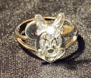 Vintage Y2K 2000 90s  Minnie Mouse Gold Crystal Ring Size 6