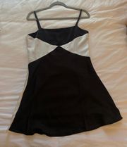 black and white satin boutique mini dress