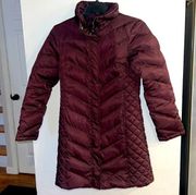 KENNETH COLE NEW YORK Women’s Wine Purple Down Filled Long Quilted Puffer Coat