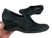 Aquatalia Greenish black  Suede Studded Wedge Loafers 8.5