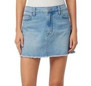 New  Vivid Frayed Hem Denim Mini Skirt Light Wash Prophecy