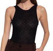 NEW Ganni Lace Black Sleeveless Twist Back Bodysuit XS