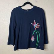 Ted Baker Floral Embroidered Pullover Sweater Navy 4