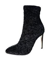 Giuseppe Zanotti Bimba Fitzgerald Stretch Velvet Black Stiletto Nero Ankle Boots