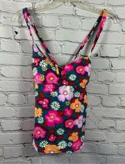 Salt + Cove Juniors’ Burst V-Wire Tankini Swim Top Floral Print Green XL NWT