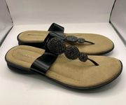 Naturalizer Jillian black tong beaded sandals slides comfort size 11M