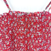 TIMING Cropped Shirred Tank Top Red Floral Size Small