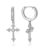 925 Silver Plated Cross Dangle Drop Earrings for Men Women