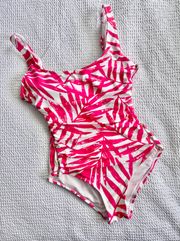 Carmen Marco Valvo pink palm print swimsuit