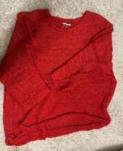 Red oversized knit sweater 