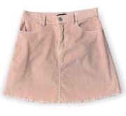 Blush Pink Corduroy Raw Hem Mini Skirt Women’s