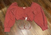 Small Levi’s red gingham off the shoulder top