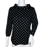 Talbots Sweater Womens Medium Petite Black White Polka Dot Retro Pin Up Preppy