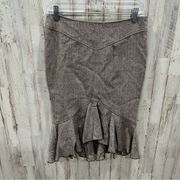 Marciano Wool Blend Pencil Trumpet Skirt Brown Y2K