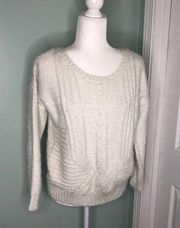 Raga Emily Cableknit Ivory Eyelash Sweater Crew L