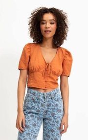 NWT Levi's Women's Luisa Puff Sleeve Cropped Blouse - Orange - XS