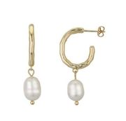 Unwritten Imitation Pearl Hoop Earrings in Gold-tone MSRP $50 NWT