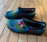 Sloggers Clogs Garden Shoes Women’s 9 Blue Colorful Floral  NWOT