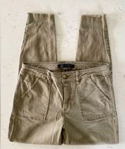 Tinsel Denim Company Olive Drab Green Cropped Cut Off Denim Pants Jeans size 28
