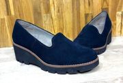 Vionic Willa Wedge Navy Blue Suede Lug Sole 8.5