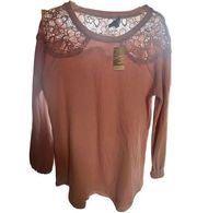 Suzanne Betro Thermal embroidered Top Sz M Rose NWT