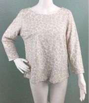 NWT Women's Ella Moss Ivory Sequined 3/4 Sleeve Shirt Top Size M Medium