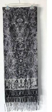 Cashmink V. FRAAS Fringe Acrylic Damask Print Scarf 64x12