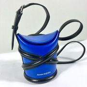 Mini The Curve Leather Crossbody Bag Electric Blue NEW