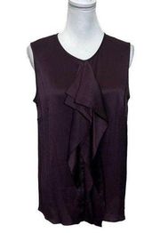 Maxmara Sleeveless Top Ruffle Front Silk Blouse Women’s Size Small