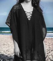 Lace Up Caftan Swim Cover Up