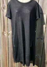 Brunello Cucinelli Wool Top Dress Tunic XL Gray Knee Midi Length Short Sleeve