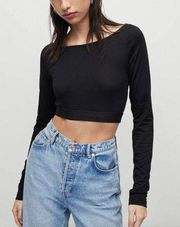 All Saints Elena Long Sleeve Stretch Cropped Top