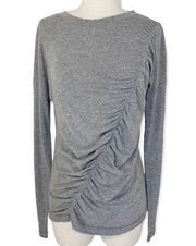 Zella ruched long sleeve tee, So Graceful heather gray gathered workout T-shirt