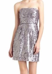 BCBGMaxazria Carole Dress Sequin Lilac Mist Purple Strapless Mini Women’s 0