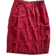 Gianni Sport Skirt Womens 6 Knee Length Straight Pencil Red Poly Linen Vintage