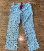 Vineyard Vines M Christmas baby blue flannel drawstring pajama bottoms