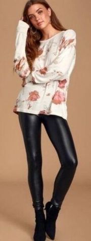 Free People Ivory Arielle Floral‎ Long Sleeve Top Sz Small NWT $78