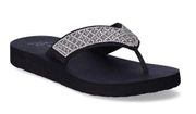 Time & Tru  Womens Bling Flip Flops Size 7 Black & Silver New