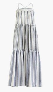 J Crew Chambray Cover Up Maxi Dress Stripes Blue White A0999 Women’s Size XS New