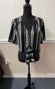 NWT  Stripe Tie Front Crop Top