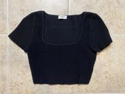 Black Sculpt Knit Squareneck Top