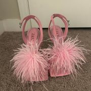 Gianni Bini  Pink Feather Heels