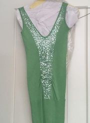 bebe XS Green Sequined Sleeveless Sweater - Soft & Comfy