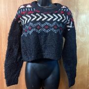 Frye Large Cropped Sweater Black Pattern